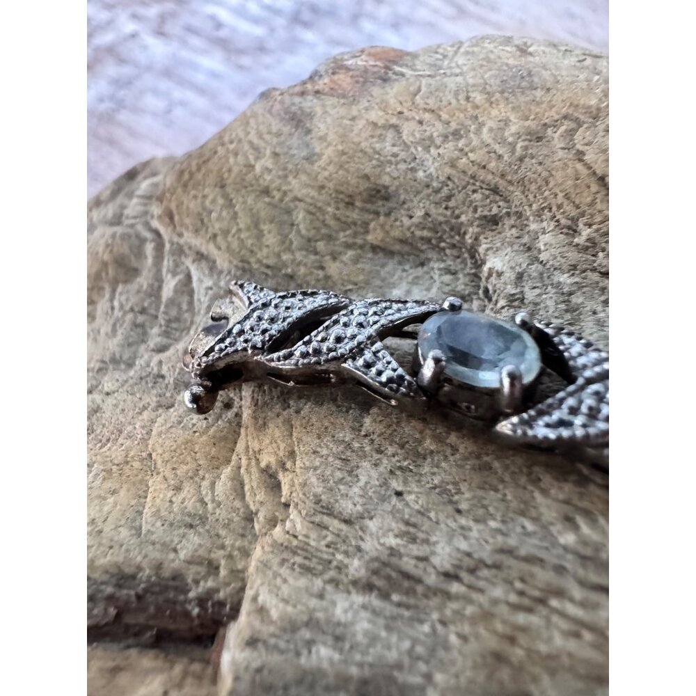 FAS Bracelet Sterling Silver 925 With Oval Blue Topaz 14G 7" - Picture 3 of 12